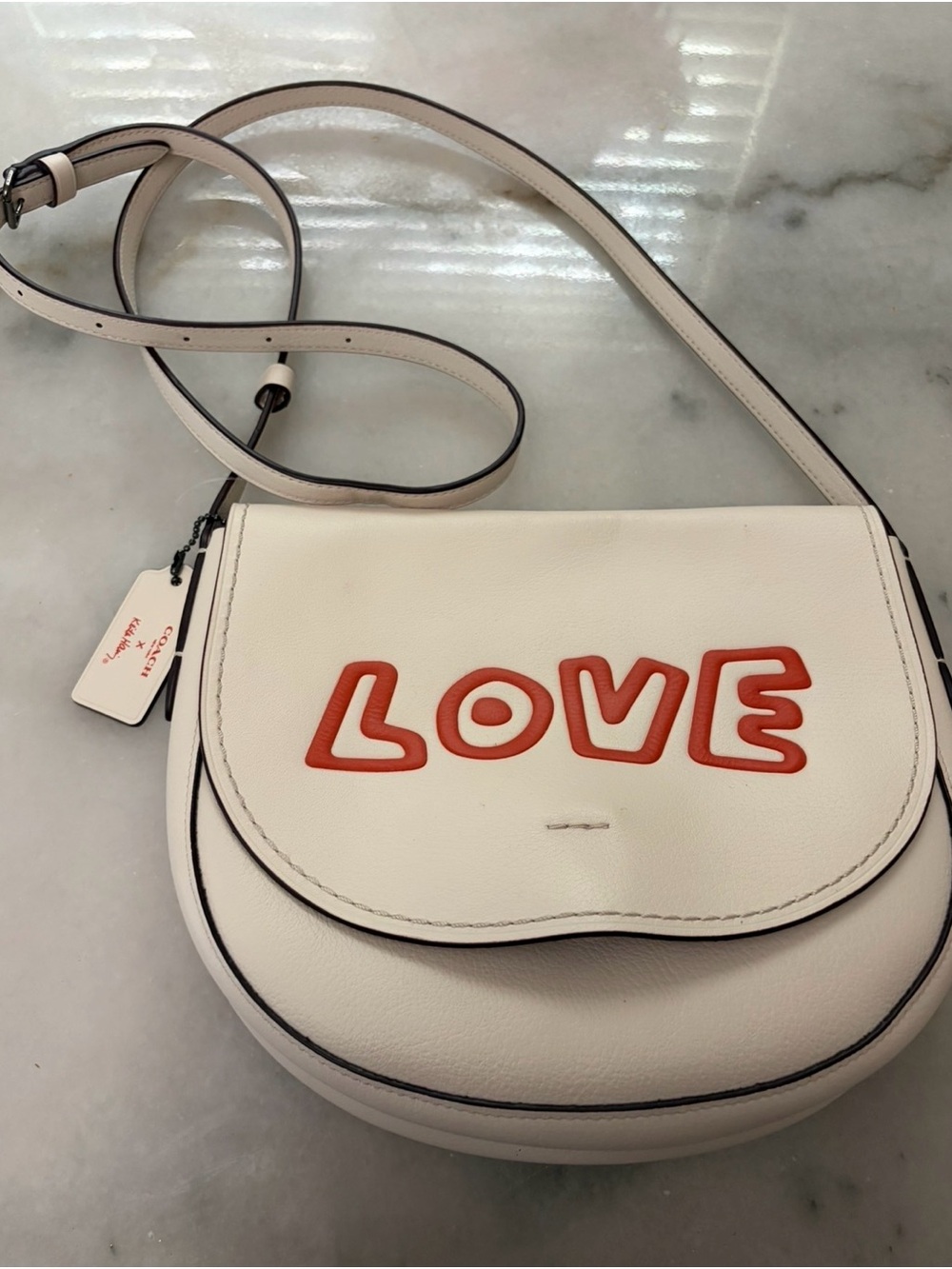 Coach x Keith Haring Limited Edition "Love" Hudson Saddle Crossbody Bag